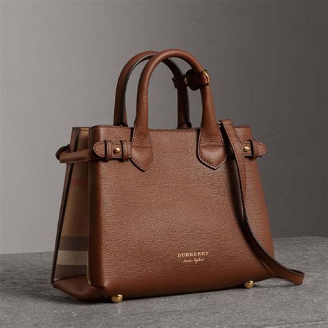 burberry banner small check leather tote|Burberry house check banner.